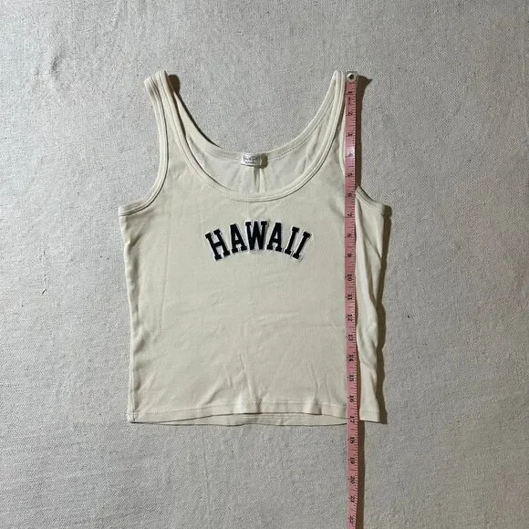 Brandy Melville John Galt Women's XS/S Cream and Navy Hawaii Summer Tank Top - Picture 5 of 5